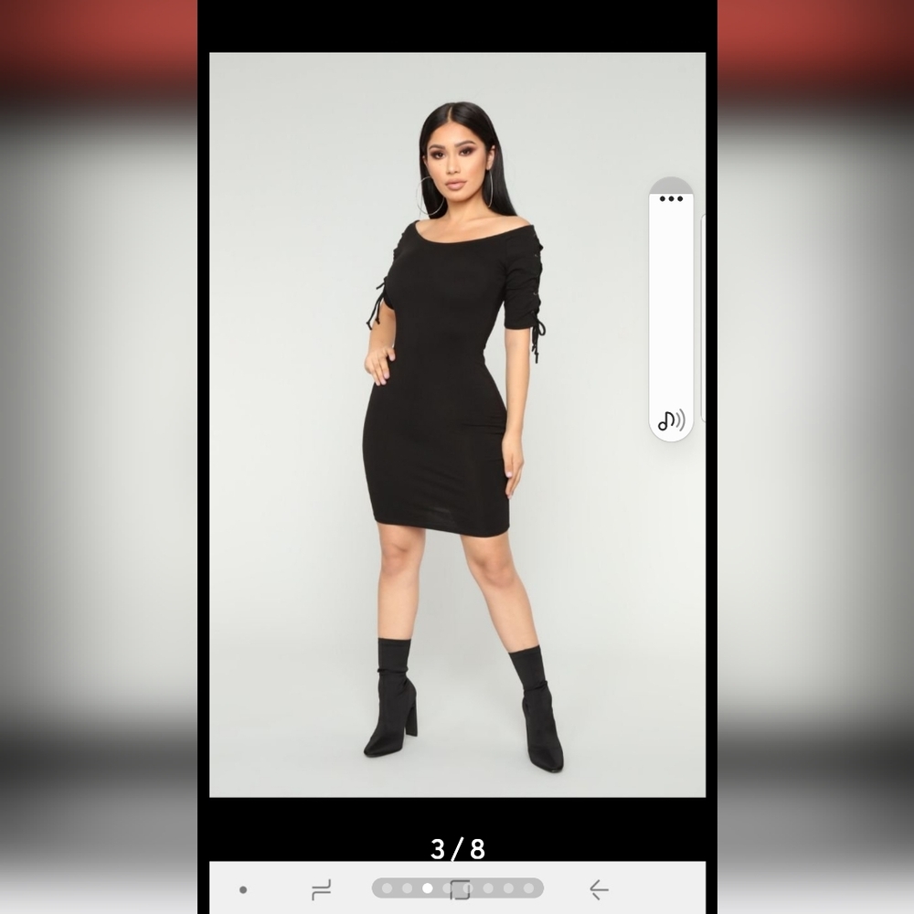Fashion Nova Drea Lace Up Black Dress New